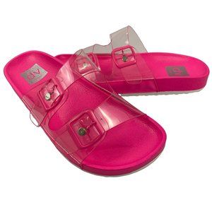 DV Dolce Vita Pink See Thru Clear Jelly Dual Buckle Slide Sandals Women's Size 7